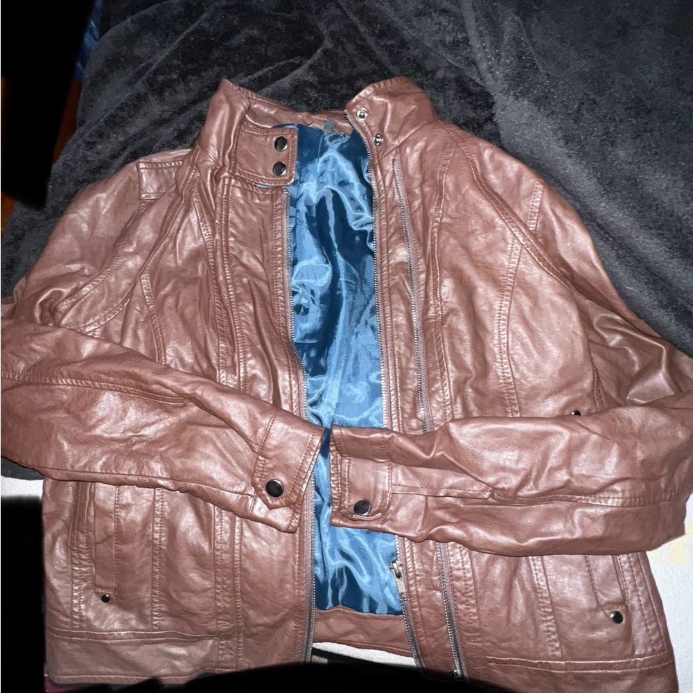 Brown Faux Leather Jacket